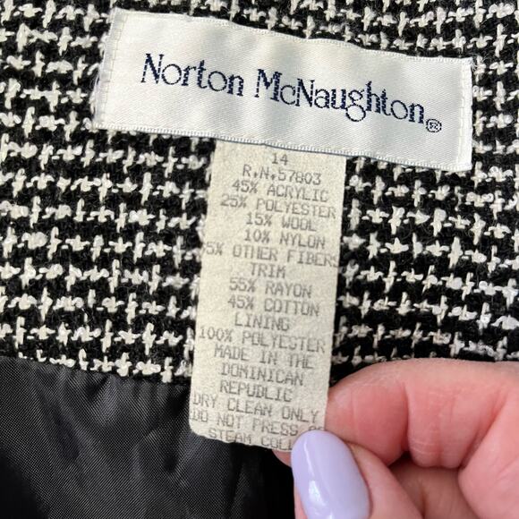 Norton McNaughton Vintage Fur Collar Tweed Blazer 14 Zipper Career Trendy Preppy - Picture 6 of 6